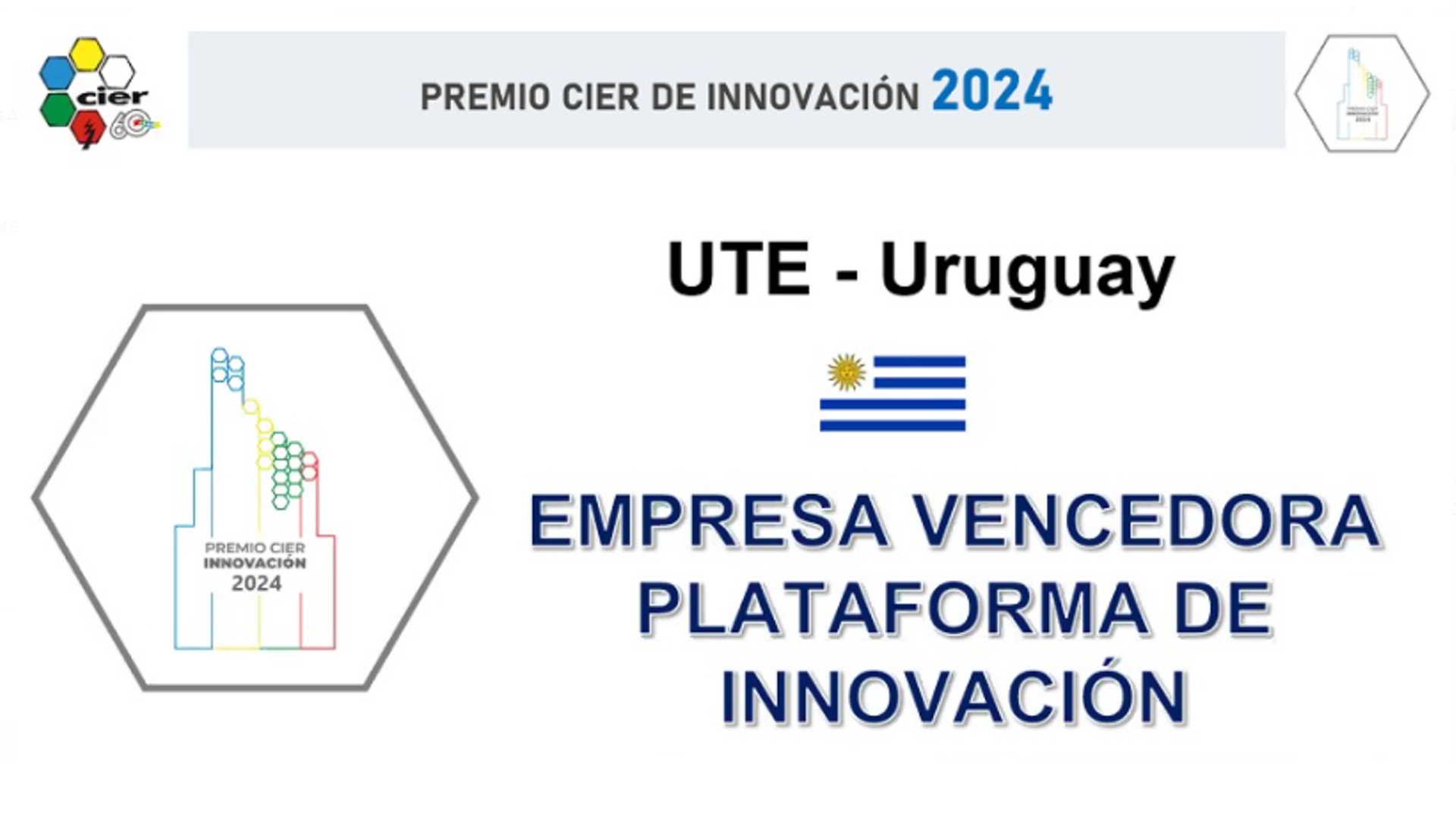 Nuevo galardón para UTE en el Premio CIER de Innovación 2024