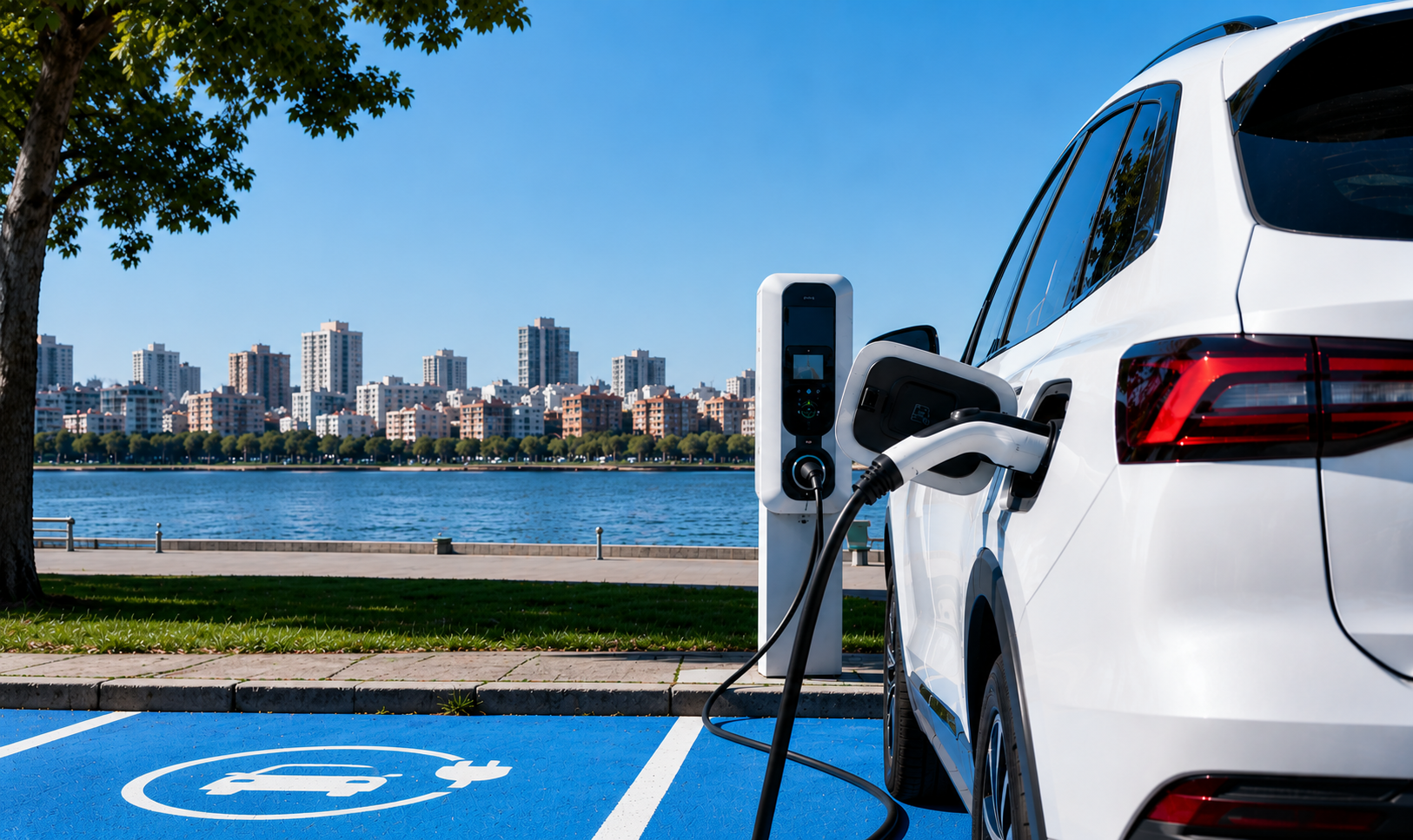 Imagen de automóvil eléctrico cargando su batería