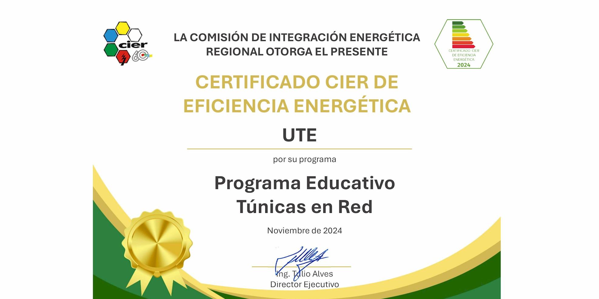 El Programa de UTE Túnicas en Red fue reconocido por CIER en la categoría Programas Educativos/Comunicación