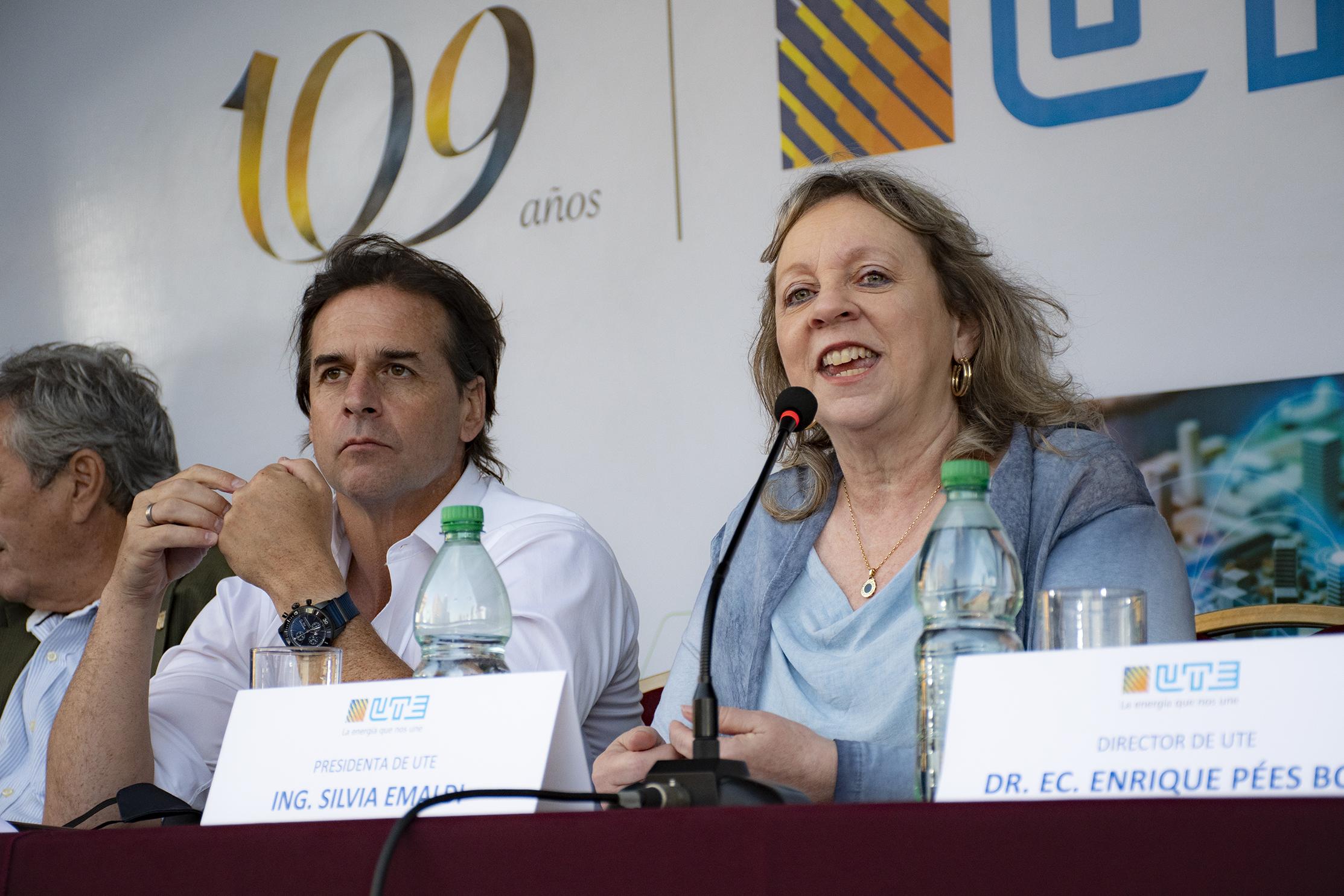 Presidente de la República Luis Lacalle Pou y presidenta de UTE Silvia Emaldi.